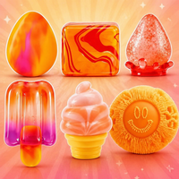 Lot de 6 jouets squishy anti-stress à remontée lente : œuf, balle orange, cube marbré, cône, balle, sucette glacée, crème glacée, smiley