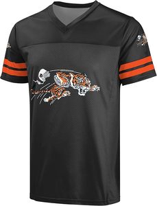 T-shirt noir à col en V des Bengals avec rayures orange et broderie de mascotte de tigre, vêtements de sport - Product Image 2