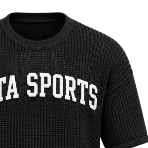 T-shirt tricoté noir pour homme, manches courtes, col rond, texturé, décontracté, imprimé personnalisé, streetwear, mode estivale, vente en gros de vêtements - Product Image 6