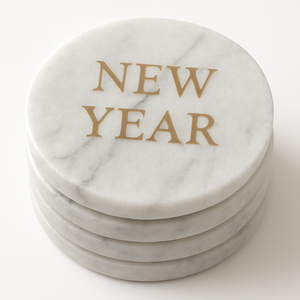 Posavasos de Mármol para Año Nuevo, Elegantes y Personalizables, de Piedra Natural, para Bodas, Comedor, Mesas de Café - Product Image 1