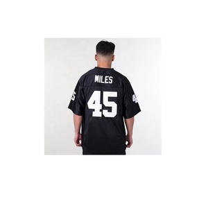 Vente en gros de maillots en maille personnalisés de l'équipe de football américain pour hommes brodés en sergé respirant séchage rapide grande taille Service OEM - Product Image 6