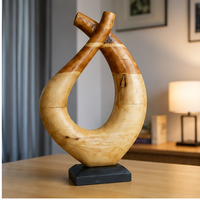 Sculpture abstraite en bois écologique contemporaine, art artisanal, décoration pour mariage, salon, présentation sur table