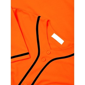 Maillot de baseball orange pour homme, manches courtes, boutons sur le devant, couleur unie, polyester respirant, coupe classique, vêtements pour toutes les saisons - Product Image 4