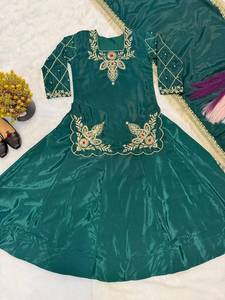 Conjunto de Lehenga Choli Verde Azulado Bordado para Mujer con Dupatta, Ropa Étnica de Diseñador, Ropa para Bodas y Fiestas, Vestido Tradicional Indio - Product Image 3