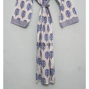 Kimono de Algodón Indio al Por Mayor a Bajo Precio, Fabricante de Kimonos de Algodón con Estampado a Mano, Kimono Largo de Diseñador para Mujer - Product Image 5