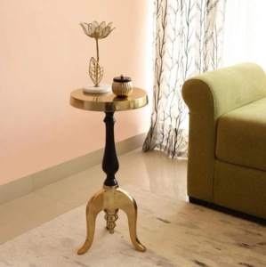 Modern Black Gold Aluminium Tripod <b>Side</b> <b>Table</b> Classical Spindle Stem Accent Desk Decorative Living Room <b>Sofa</b> Drink Coffee Stand - Product Image 2