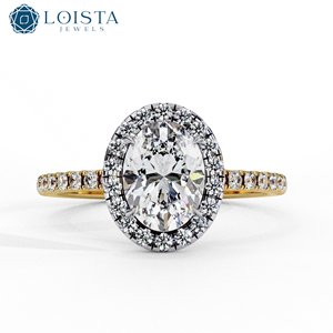 แหวนหมั้นเพชรแพลตตินั่ม LOISTA ทรงกลมเจียระไนแบบบริลเลียนท์ ประดับด้วยเพชรธรรมชาติ ได้รับการรับรองจาก GIA สไตล์คลาสสิกสำหรับผู้หญิง - Product Image 1