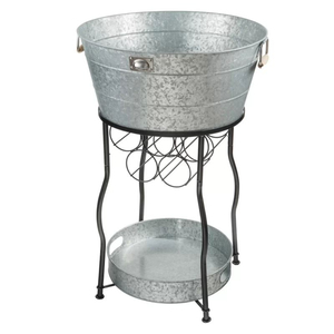 Jardinière en métal galvanisé style ferme vintage, très demandée, avec poignées et support, pour la décoration de fêtes, mariages et jardins - Fournisseur - Product Image 1