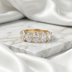 1.00CTW Oval Cut Lab Grown Diamond Prong <b>Set</b> Vintage 10K <b>Gold</b> for Certified Women's Band <b>Ring</b> - Product Image 1