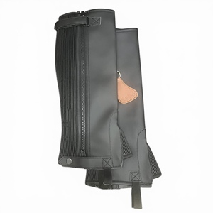 Geoffrey Polo <b>Riding</b> Half <b>Chaps</b>-100% Cow Leather-Black-Adult - Product Image 2