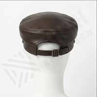 Estilo europeo Kepi Sombrero Cuero negro Sombreros elegantes Tienda en línea 100% Piel de cordero real Nuevo