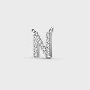 Unisex 925 Silver Moissanite Letter N Pendant Gold Plated Charm Round Brilliant Cut <b>Initial</b> Jewelry for Gift - Product Image 2
