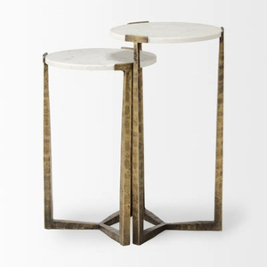 Elegante mesa de centro y auxiliar de diseño único con superficie de mármol blanco para el hogar, hotel, sala de estar, decorativa y de lujo. - Product Image 1