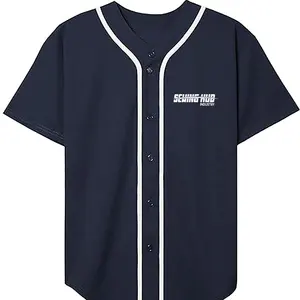 I nuovi uomini di alta qualità personalizzati blu Navy indossano camicie da Baseball in Jersey di cotone camicia da Baseball da uomo ad asciugatura rapida