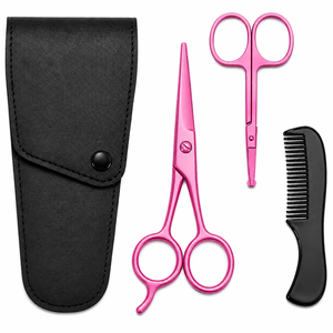 <b>Beard</b> Mustache Scissors and Comb Kit with PU Storage Bag, Rounded Safety Nose Hair Scissor for Men and Women <b>Care</b> Grooming, - Product Image 6