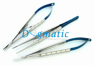 Pinza de sujeción de agujas Castroviejo 3 TC de acero inoxidable, azul, 14 cm, con agarre ergonómico, certificación CE, reutilizable - Product Image 3