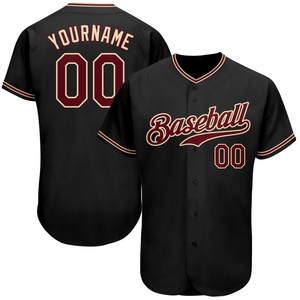 Venta al por Mayor de Camisetas de Béisbol Personalizadas de Alta Calidad, las Más Vendidas, Uniformes Deportivos Personalizados, Color Negro Crimson-City Cream, Auténticas - Product Image 1