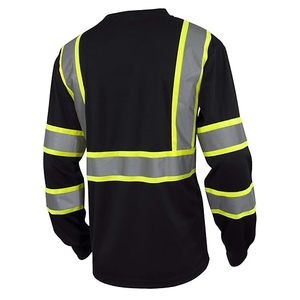 Chaleco de Seguridad Reflectante Negro Personalizado al por Mayor 2026, ANSI Clase 1, Impermeable, de Tela de Poliéster y Seda, de Alta Visibilidad, Manga Larga, para Invierno - Product Image 3