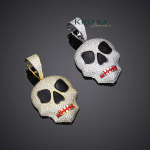 Pendentif Crâne en Argent 925 avec Moissanite, Coupe Ronde Brillante, Plaqué Rhodium, Bijou Unisexe Thème Hip-Hop, Idéal au Quotidien - Product Image 4