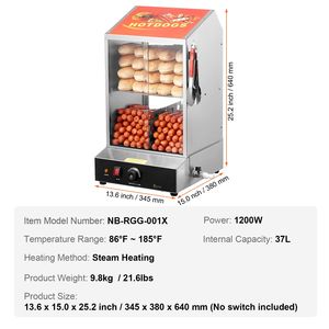 Scaldapane per Hot Dog Elettrico a 2 Livelli da 39QT con Controllo Temperatura 86-185F e Porte Scorrevoli in Vetro Temperato - Product Image 5
