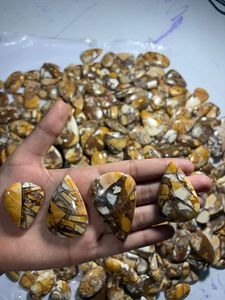 Cabujones ovalados de ágata mookaite brecciosa natural, piedras preciosas sueltas pulidas para la fabricación de joyas. - Product Image 3