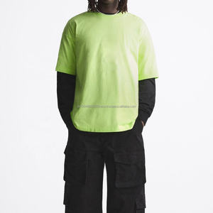 T-shirt de haute qualité avec impression 3D en relief, en coton de qualité supérieure, à épaules tombantes, épais, pour hommes, 100% coton, vert - Product Image 2