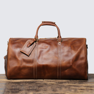 Sac de voyage en cuir pour homme, forme rectangulaire, poignée supérieure, fermeture éclair, capacité 36-56L, durable - Product Image 2