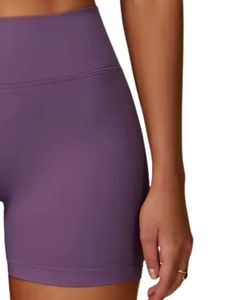 Conjunto de sujetador sin costuras y pantalones cortos de cintura alta para mujer, morado, suave, elástico, transpirable, moldeador, ropa deportiva, conjunto para hacer ejercicio y fitness. - Product Image 6