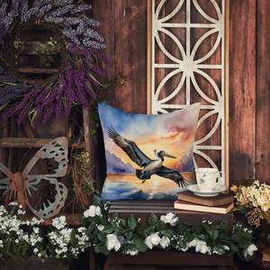 Pelican Fyling at Sunrise Coussin décoratif lavable en machine pour l'intérieur et l'extérieur 14H x 14W pour la décoration du canapé, du lit et du patio - Product Image 4
