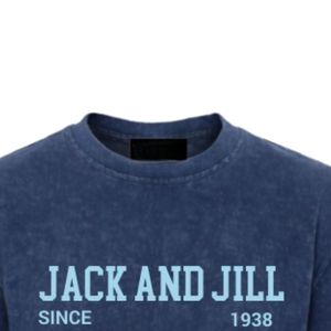 T-shirt graphique bleu marine délavé pour jeunes, en coton doux, col rond, manches courtes, décontracté, mode, vêtements de tous les jours - Product Image 2