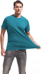 Camiseta de Manga Corta con Cuello Redondo para Hombre, Color Sólido, Corte Regular, 100% Algodón Jersey, Ropa Casual - Product Image 3