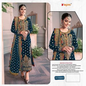 <strong>Designer</strong> Velvet Embroidered Shalwar Kameez Set with Chinon Embroidered Dupatta and Santoon Bottom Premium Winter Collection - Product Image 5