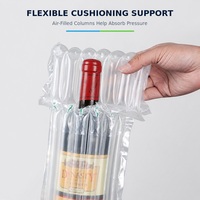 Sac de protection gonflable OEM sur mesure en forme de Q à 7 colonnes pour bouteille de vin 9x9x30cm, emballage protecteur PA+PE 65μm
