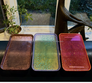 Plateau de service pliable haut de gamme en résine faite à la main, résistant au lave-vaisselle, avec élégantes poignées dorées pour cuisine, table à manger, restaurant - Product Image 4