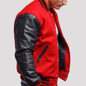 Chaqueta Varsity de Invierno Personalizada al por Mayor, Talla Grande, Gruesa, 100% Lana, Cálida, Mangas de Cuero, Completamente Forrada, Cierre de Botones a Presión - Product Image 2