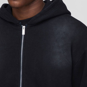 Sudaderas con capucha y cremallera para hombre, efecto lavado, de algodón grueso y forro polar, estilo oversize, para streetwear, fabricación a granel con MOQ bajo - Product Image 4