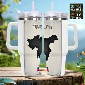 Gobelet isotherme en acier inoxydable 40oz avec design carte de la Yougoslavie pour les voyages et l'extérieur - Product Image 2