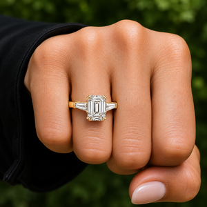 แหวนเพชรทรงเอเมอรัลด์คัท เพาะเลี้ยงในห้องปฏิบัติการ ทองคำแท้ 14K 18K ประดับเพชรทรงบาแก็ตต์ด้านข้าง แหวนแต่งงาน 1.30 กะรัต รับรองโดย IGI DEFVVS OEM - Product Image 2