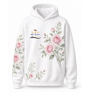 Sudadera con Capucha de Alta Calidad con Estampado Floral Blanco Personalizado para Hombre, Talla Grande, Sudadera Informal de Manga Larga - Product Image 1