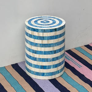 Mesa de centro de concha y hueso con incrustaciones, hecha a mano, duradera, diseño moderno, en blanco y negro, para decoración de bodas, artesanía de resina de la India, en oferta. - Product Image 4