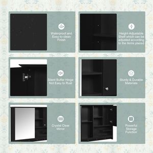Armadietto da Bagno a Parete da 36 Pollici con Anta a Specchio Regolabile, Armadietto Portamedicinali - Product Image 6