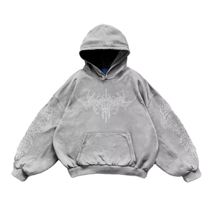 Sudadera con Capucha Corta Unisex de Ajuste Regular, Estilo Vintage con Lavado Ácido, de Poliéster/Algodón, Cortavientos y Ecológica, con Serigrafía - Product Image 1