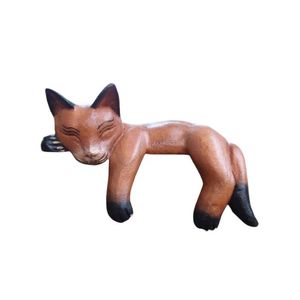 ชั้นวางของไม้เจมปินิสทำมือ รูปปั้นแมวสีน้ำตาล ของตกแต่งบ้านสไตล์เรสติก งานศิลปะรูปสัตว์ ของประดับตกแต่งห้องและโต๊ะทำงาน - Product Image 1