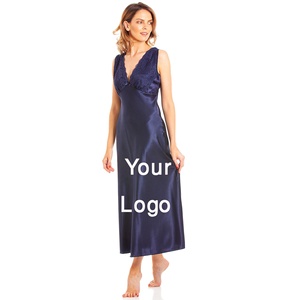 Vestido de noche de verano estampado bordado con logotipo personalizado, sin mangas, súper suave, transpirable, patrón de secado rápido, ropa de dormir de punto para mujer - Product Image 6