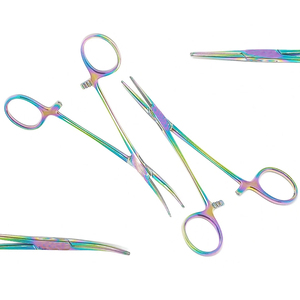 Instruments chirurgicaux manuels réutilisables, forceps hémostatiques Kelly 5.5 à verrouillage avec poignée Rainbow, meilleur fournisseur - Product Image 1