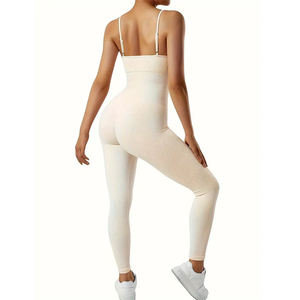 Combinaison de sport une pièce pour femme, sexy, décontractée, pour entraînement, fitness et yoga, couleur unie - Product Image 2