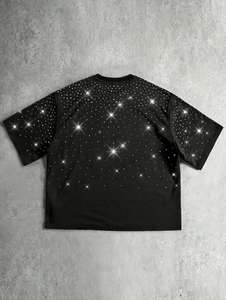 Triveers Luxury - Camiseta extragrande negra con cruz de diamantes de imitación para mujer, camiseta de moda de manga corta de algodón de primera calidad - Product Image 5