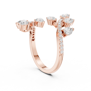 Rose Gold Pear Cut Diamond Open Wrap <b>Ring</b> Pave Band <b>Statement</b> <b>Ring</b> for Women - Product Image 4