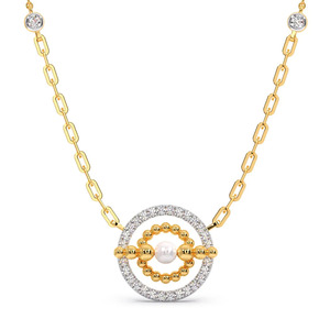 Collier Orbit Bloom Diamond avec centre en cercle perlé et accent en pierre blanche - Product Image 3