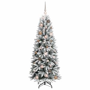 Sapin de Noël artificiel blanc à 150 LED, 59,06 pouces, lumières de Noël festives pour décorations de fêtes - Product Image 4